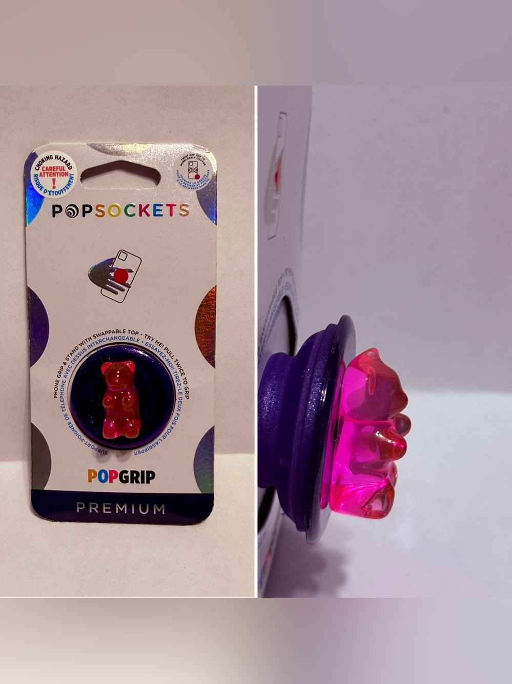Premium PopSockets Bon Bon Gummy Bear Punch popgrip translucent Pink 3D